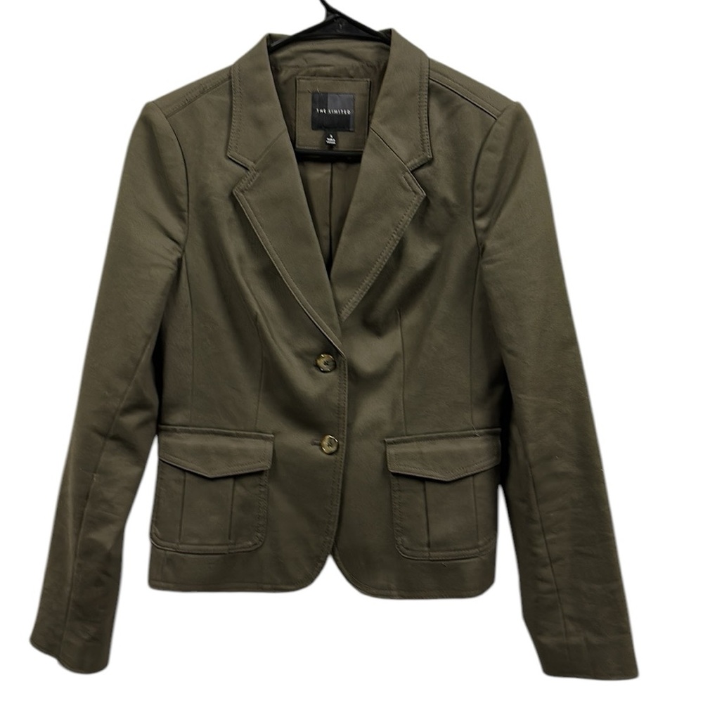The Limited Dark Olive 2 Button Stretch Blazer Jacket with Pockets Womens Small